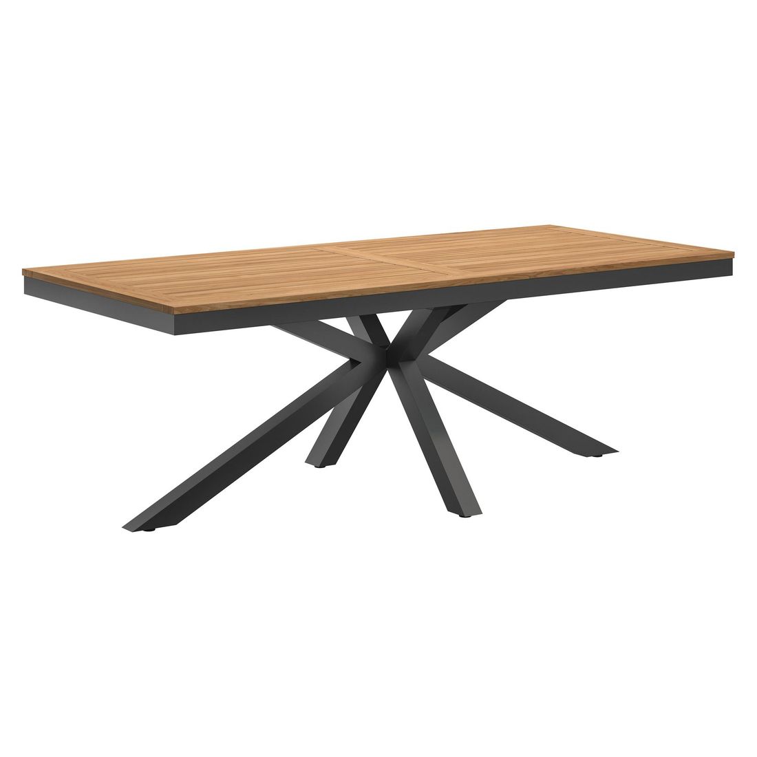 Hagebord 220x100 cm aluminium/teak antrasitt - OUTLIV forfra