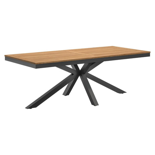 Hagebord 220x100 cm aluminium/teak antrasitt - OUTLIV forfra