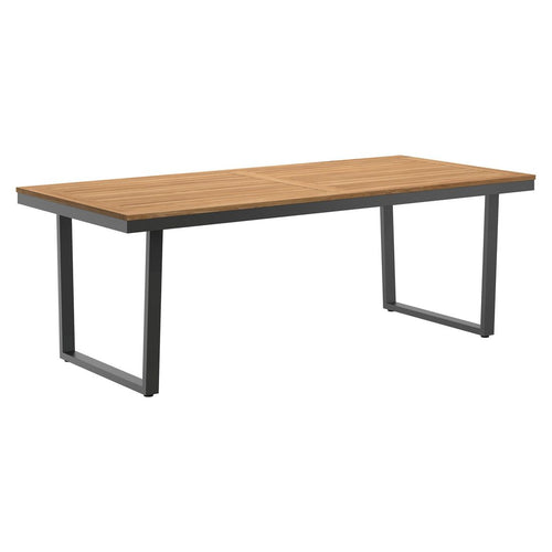 Hagebord 220x100 cm rustfritt stål/teak - OUTLIV forfra