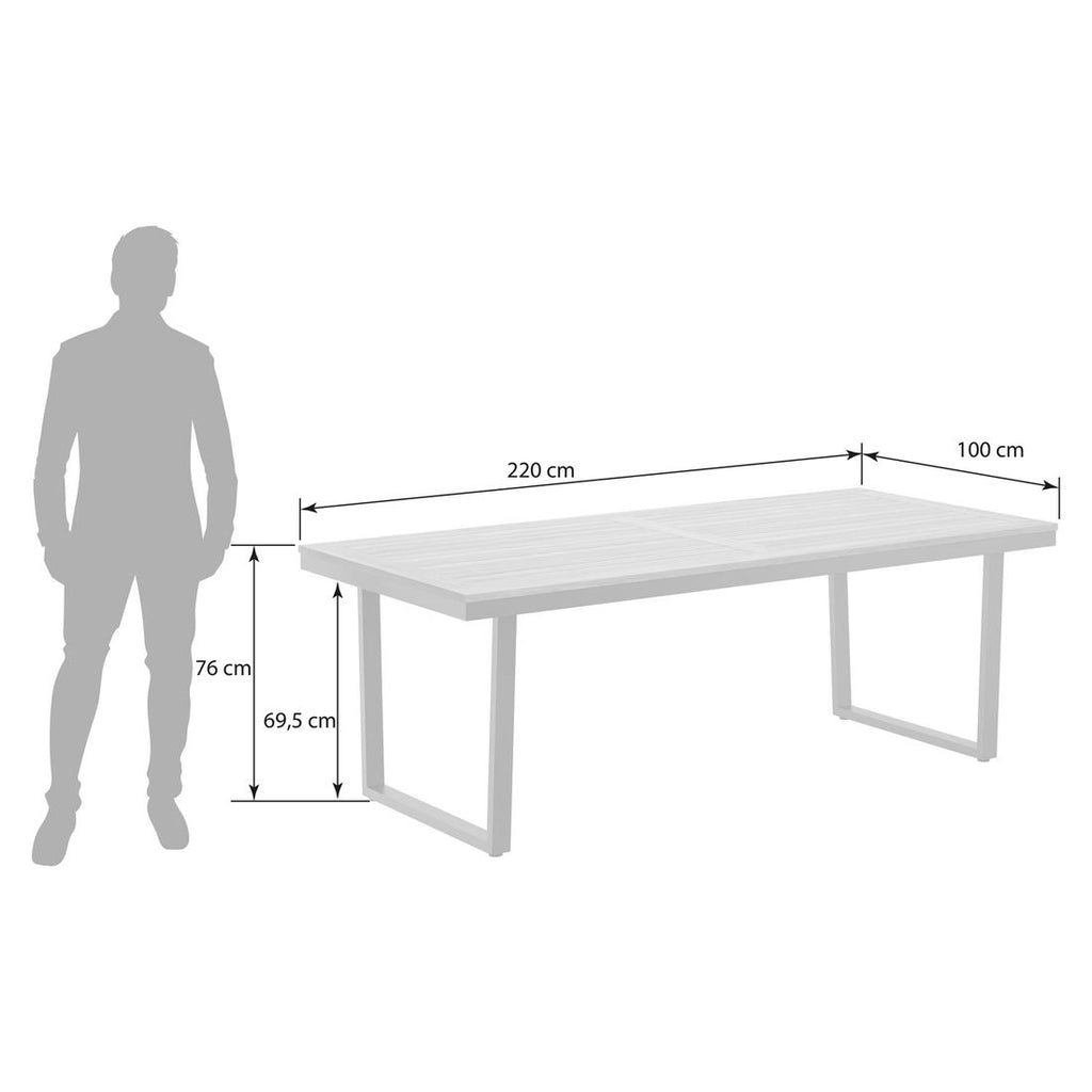 Hagebord 220x100 cm rustfritt stål/teak - OUTLIV bakside