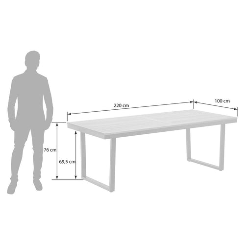 Hagebord 220x100 cm rustfritt stål/teak - OUTLIV bakside