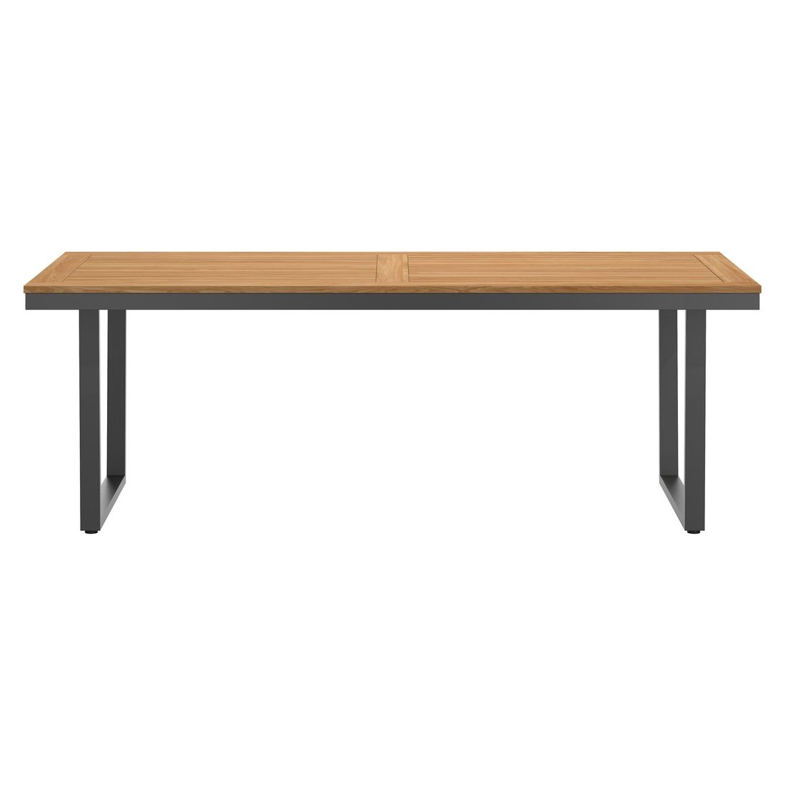Detalj av teak bordplate på Hagebord 220x100 cm rustfritt stål/teak - OUTLIV