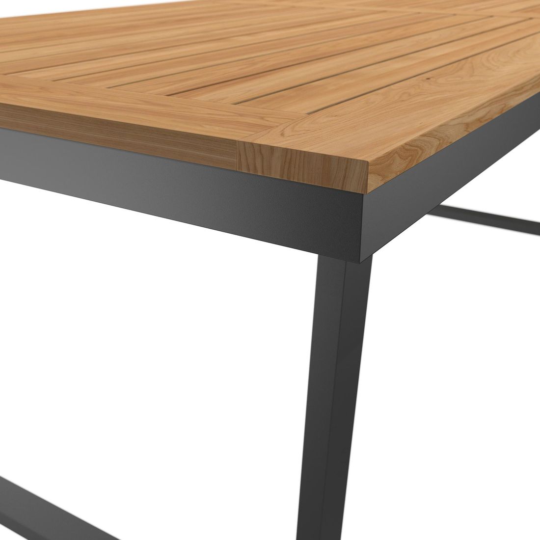 Hagebord 220x100 cm rustfritt stål/teak - OUTLIV i bruk utendørs
