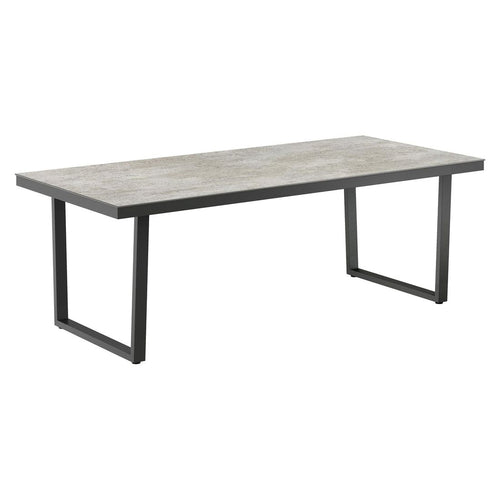 Hagebord 220x100 cm rustfritt stål Dekton antrasitt forfra