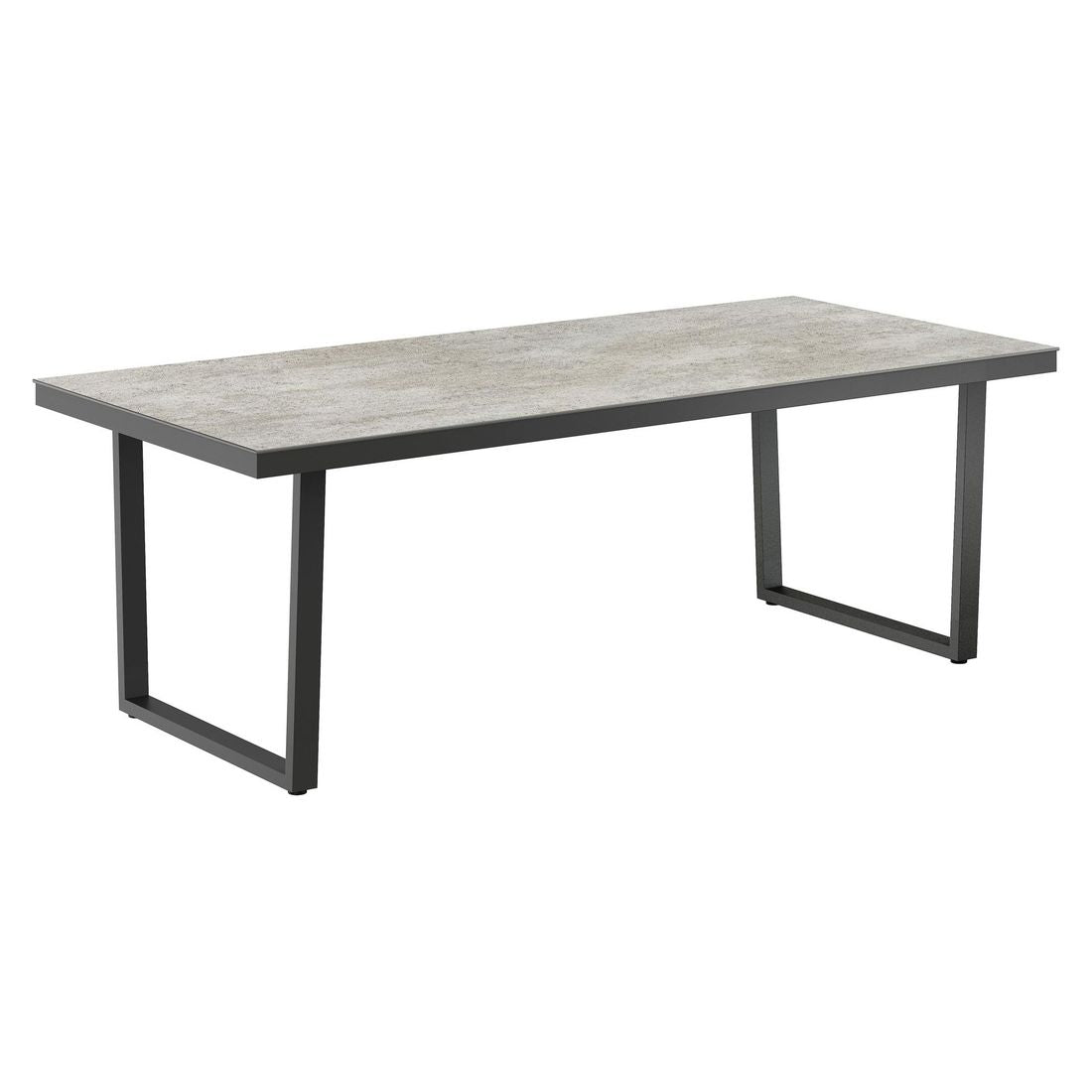 Hagebord 220x100 cm rustfritt stål Dekton antrasitt forfra