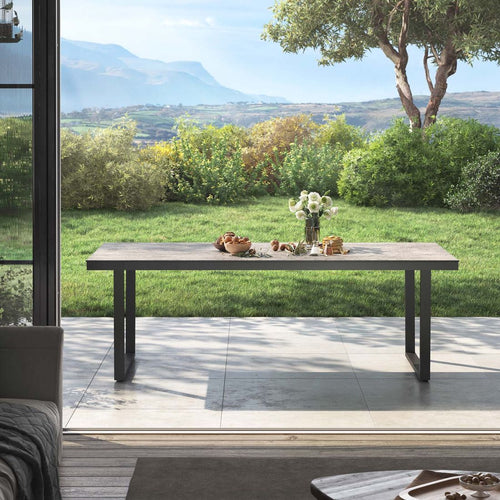 Hagebord 220x100 cm rustfritt stål Dekton antrasitt bakside