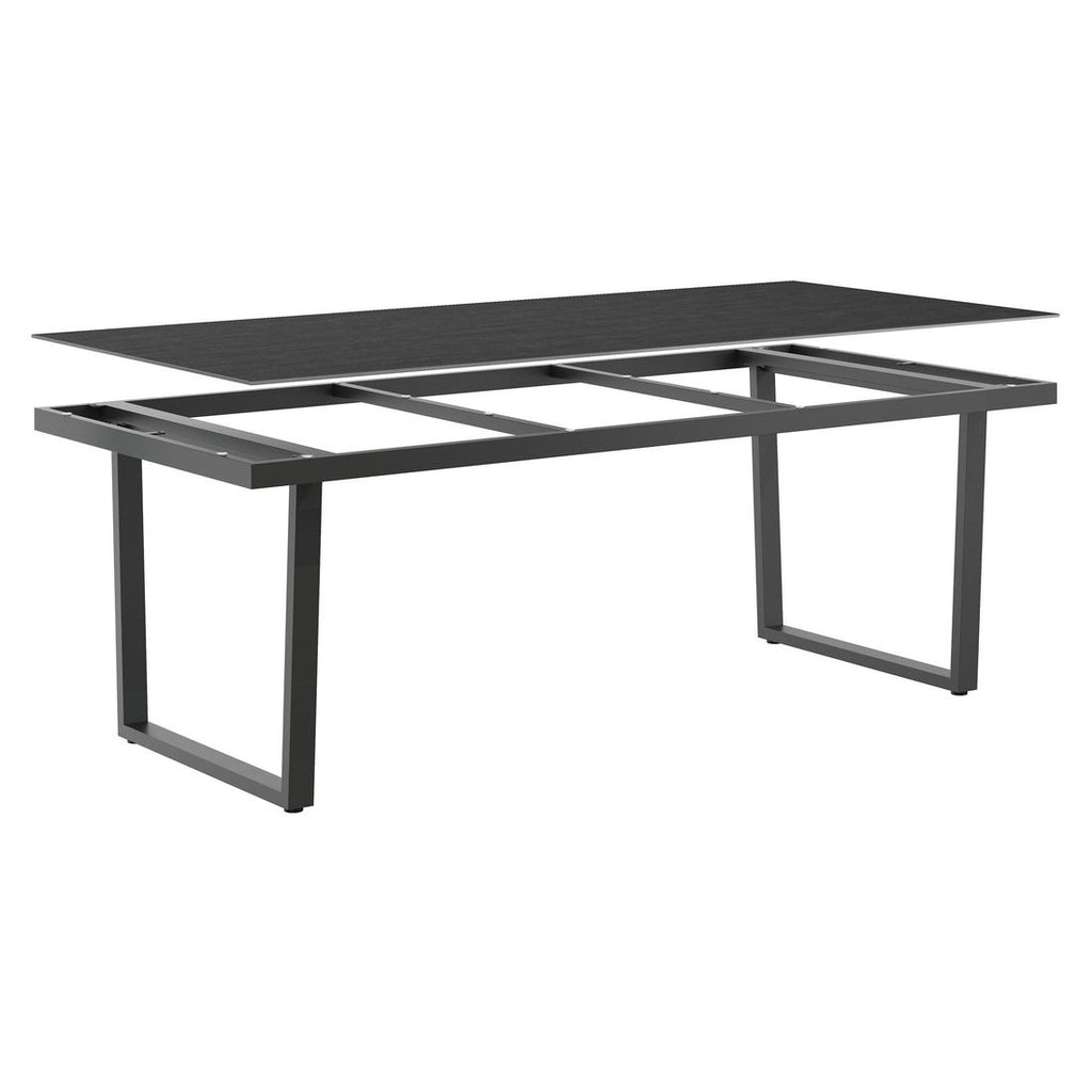 Nærbilde av Kufestativ på Hagebord 220x100 cm rustfritt stål/Dekton antrasitt