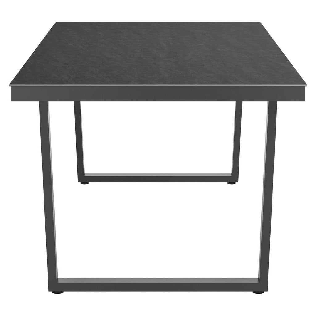 Montert Hagebord 220x100 cm rustfritt stål/Dekton antrasitt på terrasse