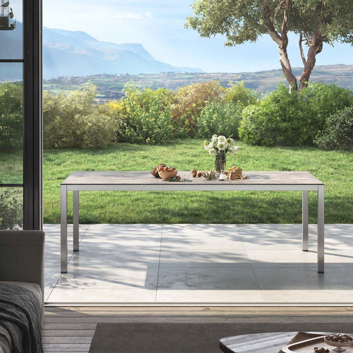 Hagebord 220x100 cm rustfritt stål/Dekton - OUTLIV bakside