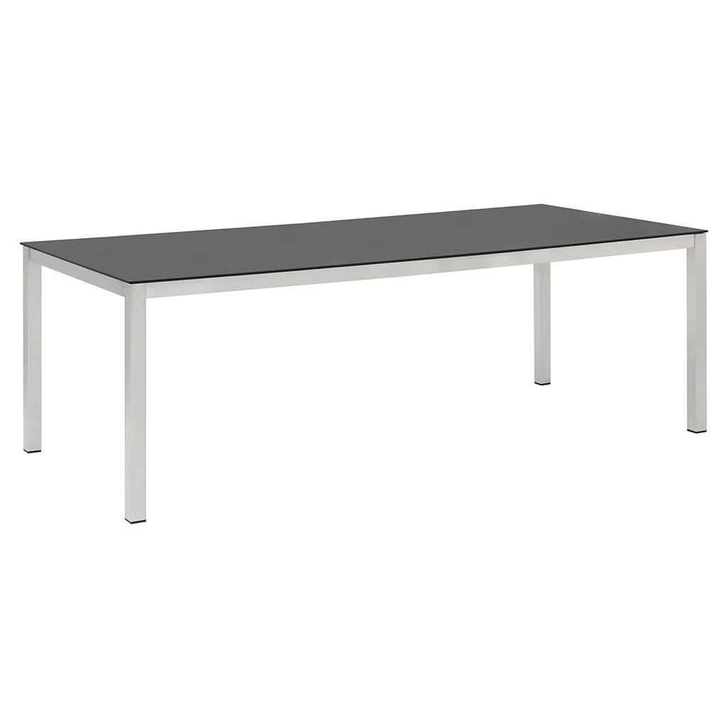 Hagebord 220x100 cm rustfritt stål/glasskeramikk - OUTLIV forfra