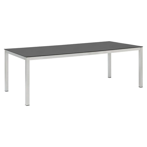 Hagebord 220x100 cm rustfritt stål/glasskeramikk - OUTLIV forfra