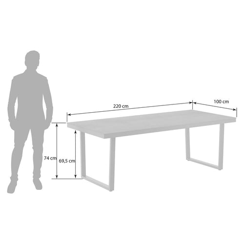 Hagebord 220x100 cm rustfritt stål/HPL - OUTLIV bakside