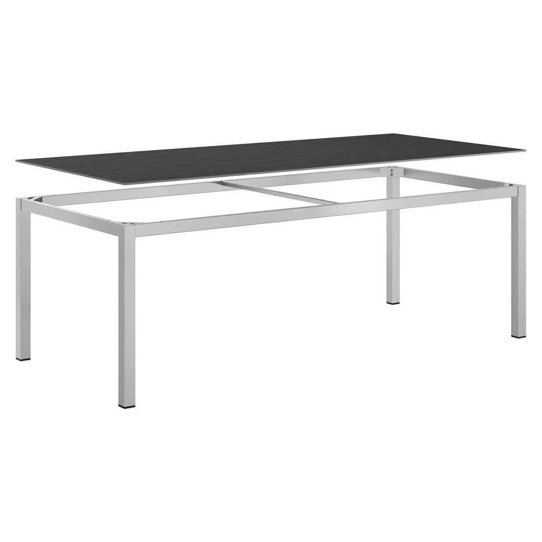Hagebord 220x100cm aluminium og Dekton 48 kg nærbilde av aluminiumsramme