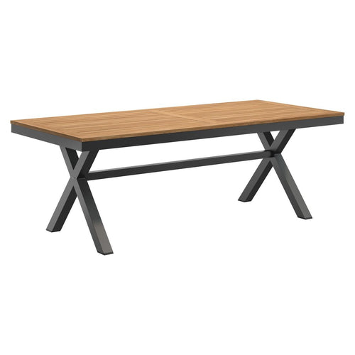Hagebord 220x100cm aluminium og teak antrasitt/natur - OUTLIV forfra