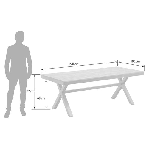 Hagebord 220x100cm aluminium og teak antrasitt/natur - OUTLIV bakside