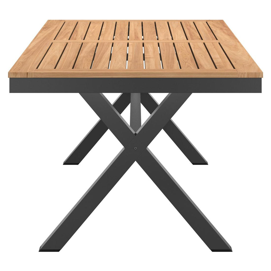 Nærbilde av aluminiumsben på Hagebord 220x100cm aluminium og teak antrasitt/natur - OUTLIV
