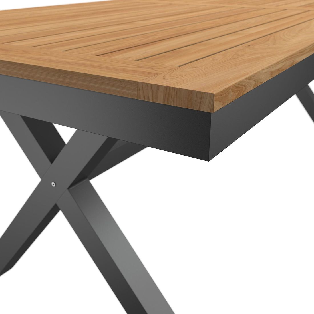 Oversikt over Hagebord 220x100cm aluminium og teak antrasitt/natur - OUTLIV i hage