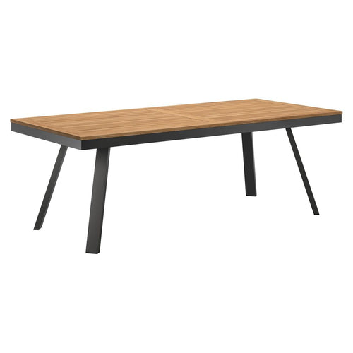 Hagebord 220x100cm aluminium og teak antrasitt - OUTLIV forfra