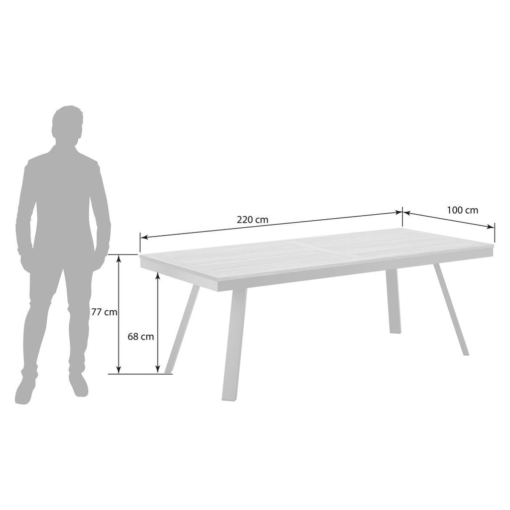 Hagebord 220x100cm aluminium og teak antrasitt - OUTLIV bakside