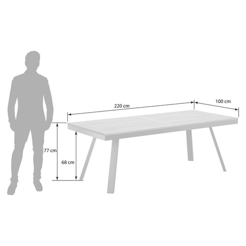 Hagebord 220x100cm aluminium og teak antrasitt - OUTLIV bakside