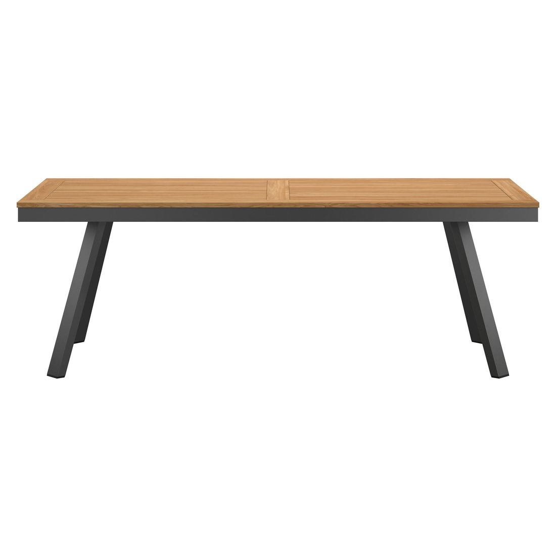 Detalj av teak bordplate på Hagebord 220x100cm aluminium og teak antrasitt - OUTLIV