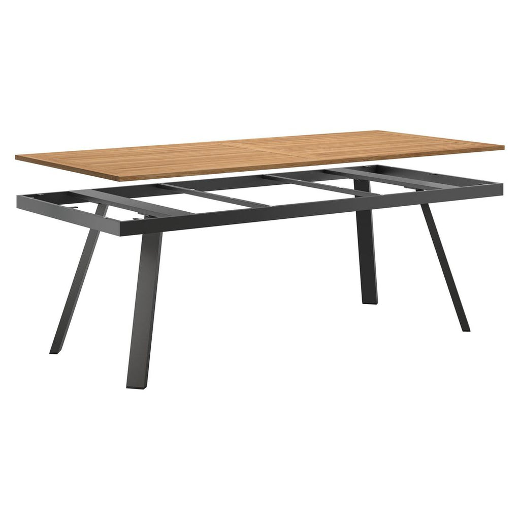Hagebord 220x100cm aluminium og teak antrasitt - OUTLIV montert på terrasse