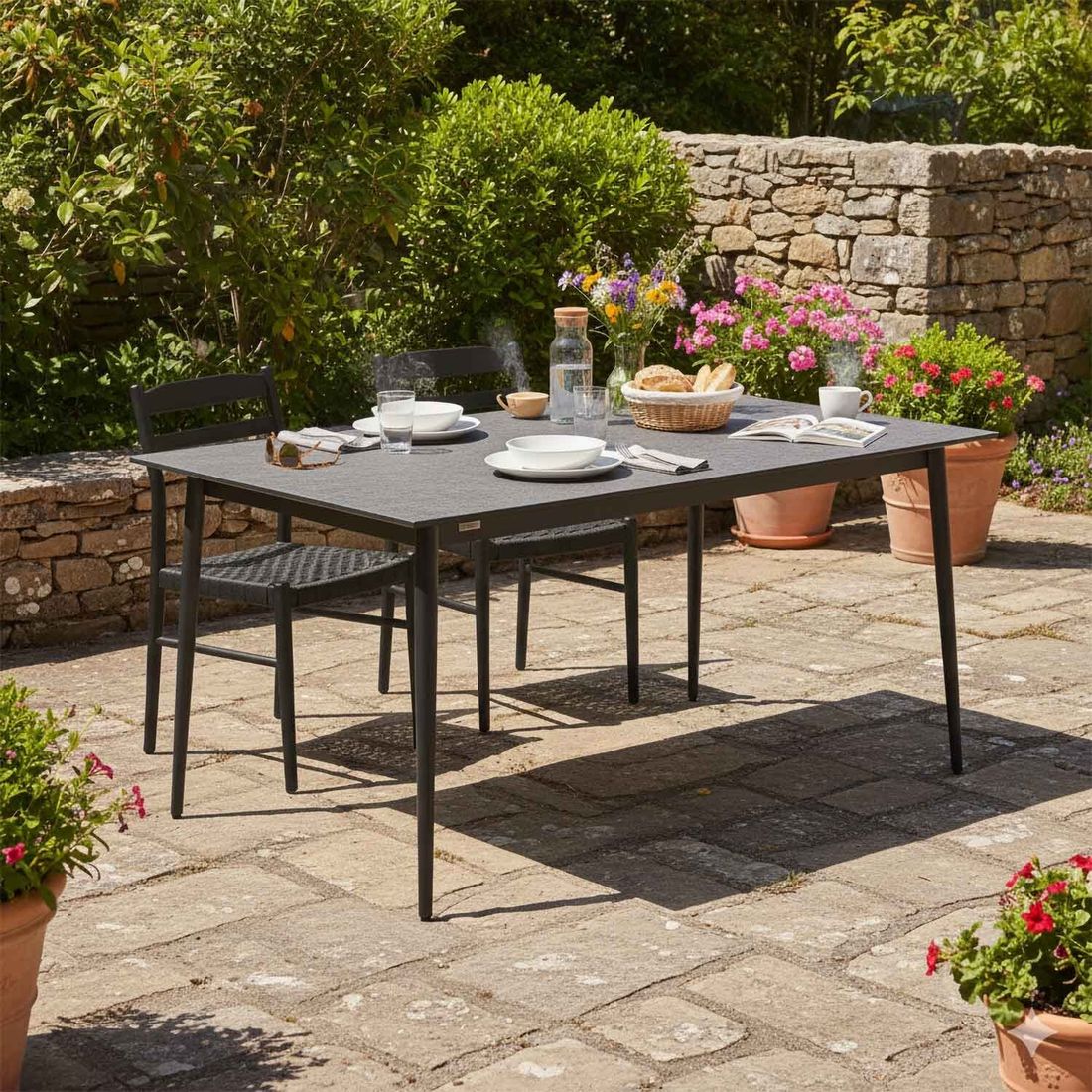 Hagebord 7003 aluminium HPL 220x95 cm antrasitt bakside