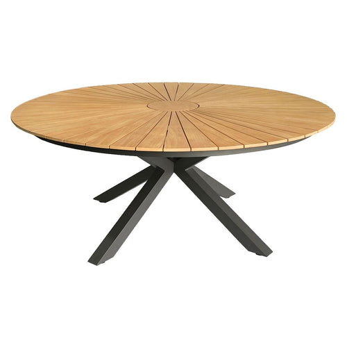 Hagebord 7011 rundt aluminium/teak Ø140 cm forfra