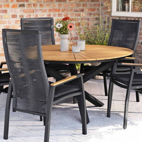 Hagebord 7011 rundt aluminium/teak Ø140 cm bakside