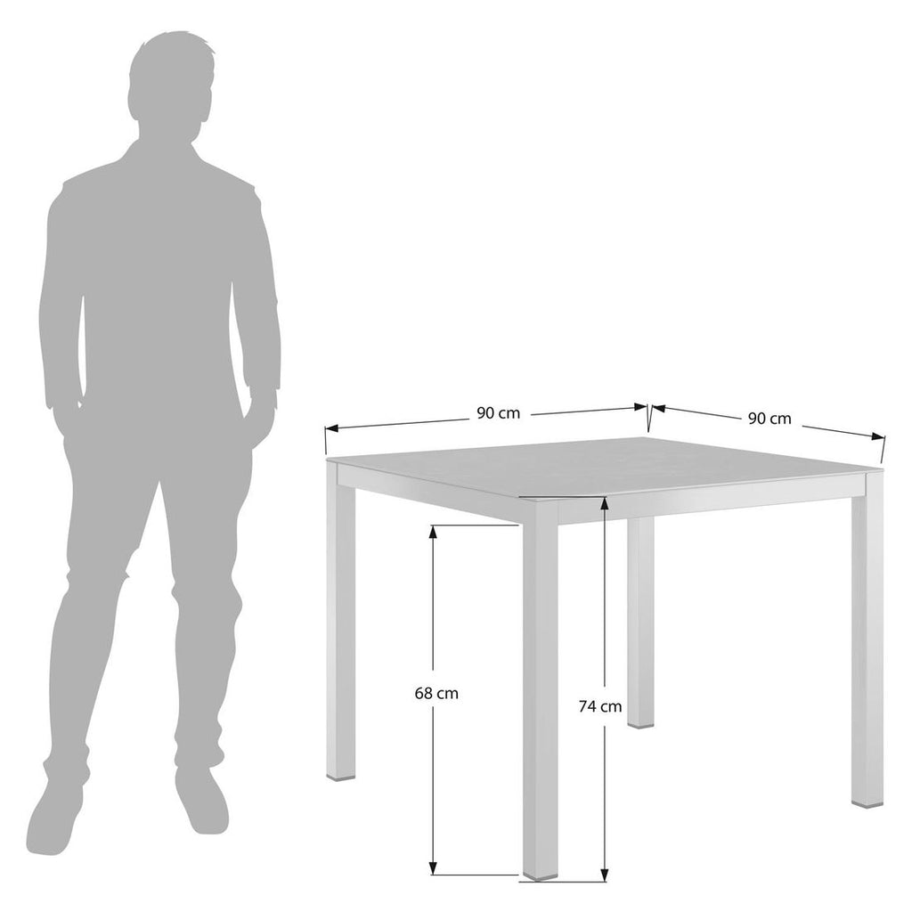 Hagebord 90x90 cm aluminium/glasskeramikk - OUTLIV bakside