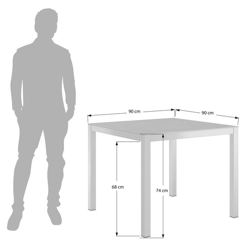 Hagebord 90x90 cm aluminium/glasskeramikk - OUTLIV bakside
