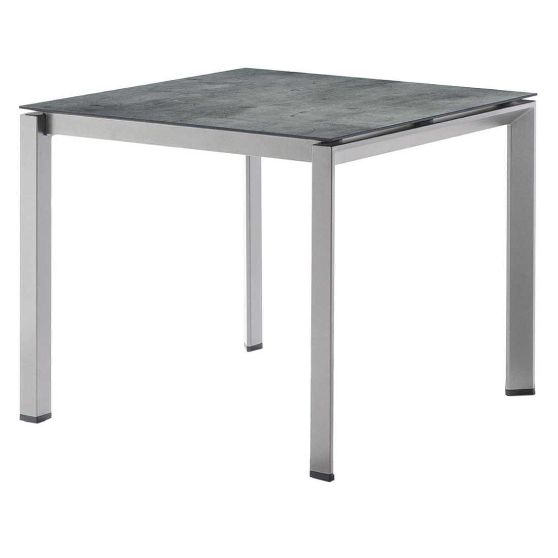 Hagebord 90x90 cm aluminium/HPL grafitt sement - Sieger forfra