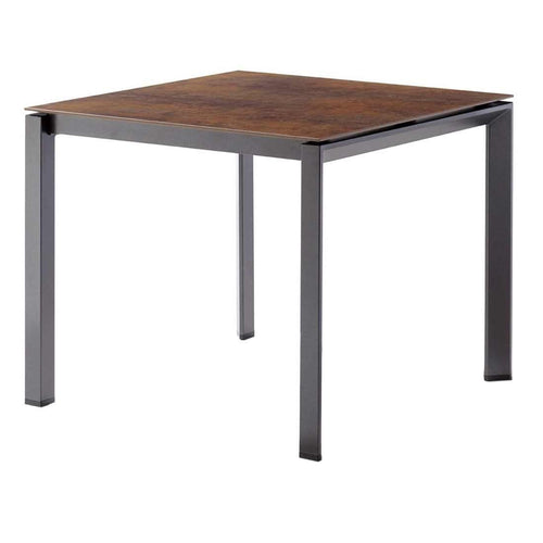 Hagebord 90x90 cm aluminium HPL jerngrå bronse Sieger sett forfra