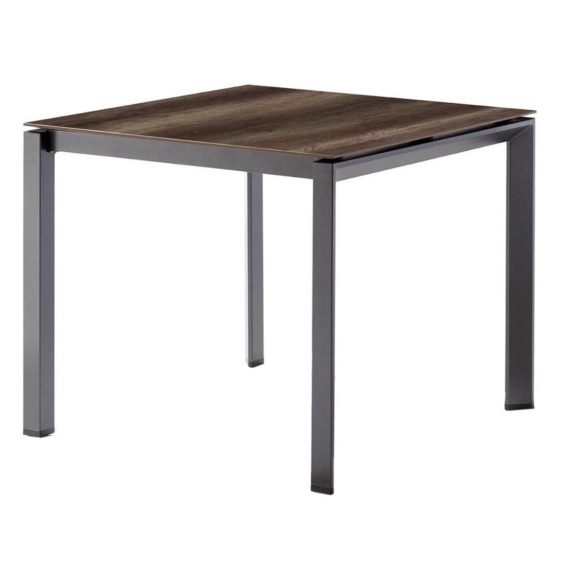 Hagebord 90x90 cm aluminium/HPL jerngrå fra Sieger sett forfra