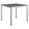 Hagebord 90x90 cm aluminium HPL sølv forfra