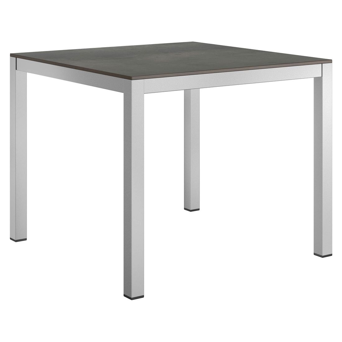 Hagebord 90x90 cm aluminium HPL sølv forfra