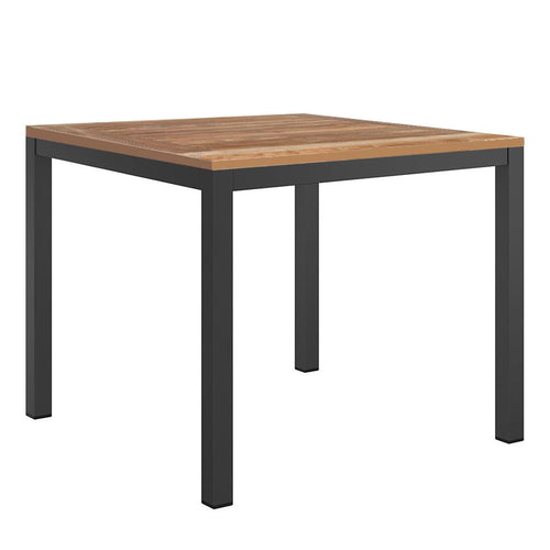 Hagebord 90x90 cm aluminium/teak antrasitt forfra