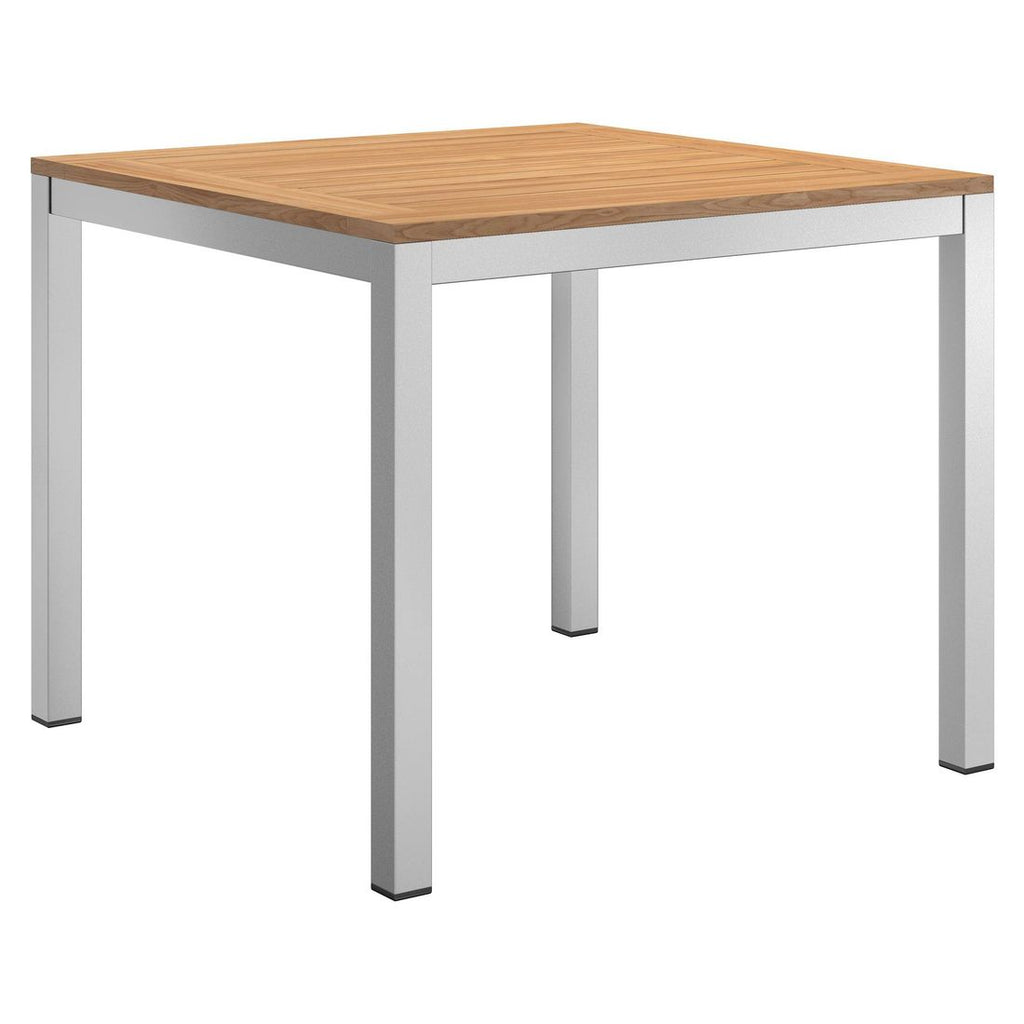 Hagebord 90x90 cm aluminium/teak - OUTLIV forfra