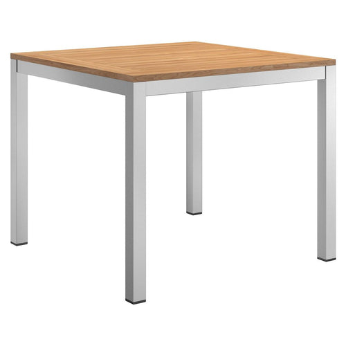 Hagebord 90x90 cm aluminium/teak - OUTLIV forfra