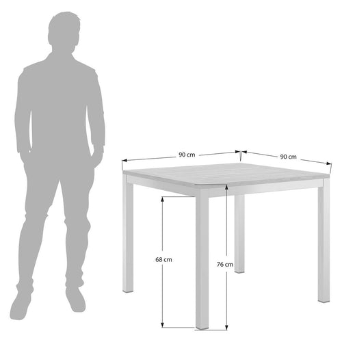Hagebord 90x90 cm aluminium/teak - OUTLIV bakside