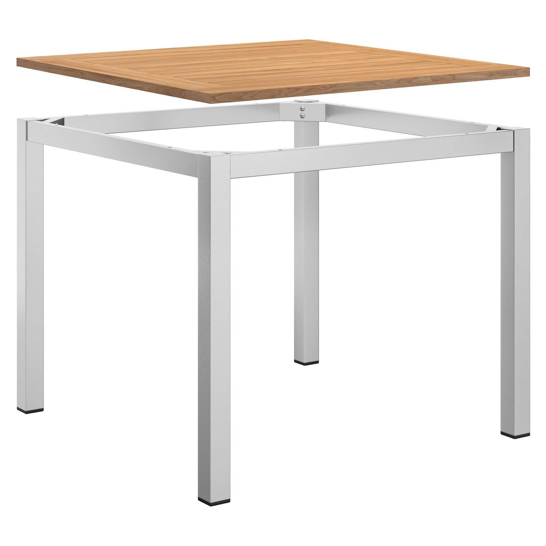 Montert Hagebord 90x90 cm aluminium/teak - OUTLIV på terrasse