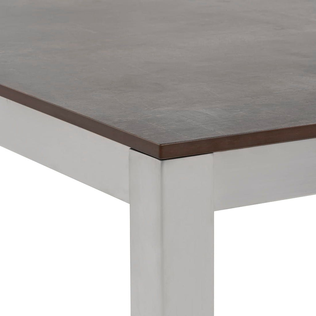 Hagebord 90x90 cm rustfritt stål/HPL ben og ramme nærbilde