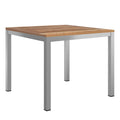 Hagebord 90x90 cm rustfritt stål/teak - OUTLIV forfra