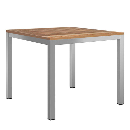 Hagebord 90x90 cm rustfritt stål/teak - OUTLIV forfra