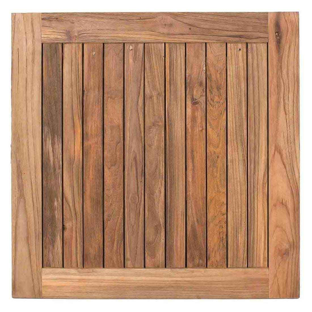 Detalj av bordplate i teak på Hagebord 90x90 cm rustfritt stål/teak - OUTLIV
