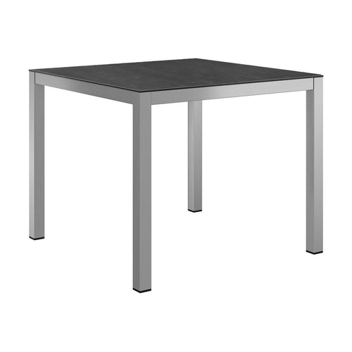Hagebord 90x90cm rustfritt stål/glasskeramikk - OUTLIV forfra