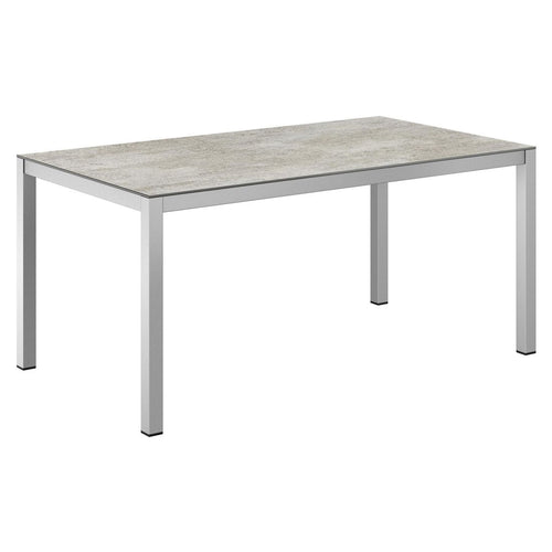 Hagebord aluminium/Dekton 160x90 cm sølv - OUTLIV forfra