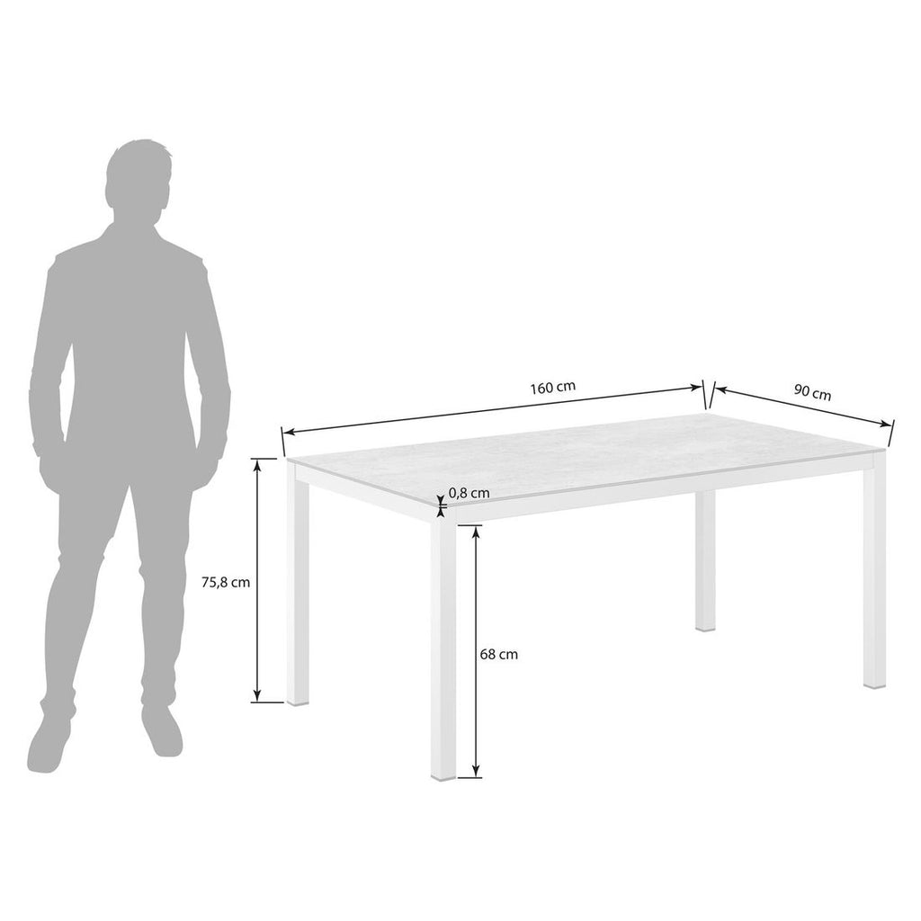 Detalj av bordplate på Hagebord aluminium/Dekton 160x90 cm sølv - OUTLIV