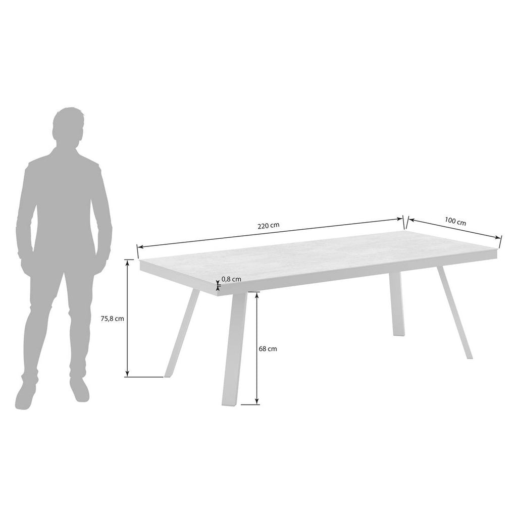 Detaljbilde av bordplate i Dekton på Hagebord aluminium/Dekton 220x100 cm antrasitt - OUTLIV