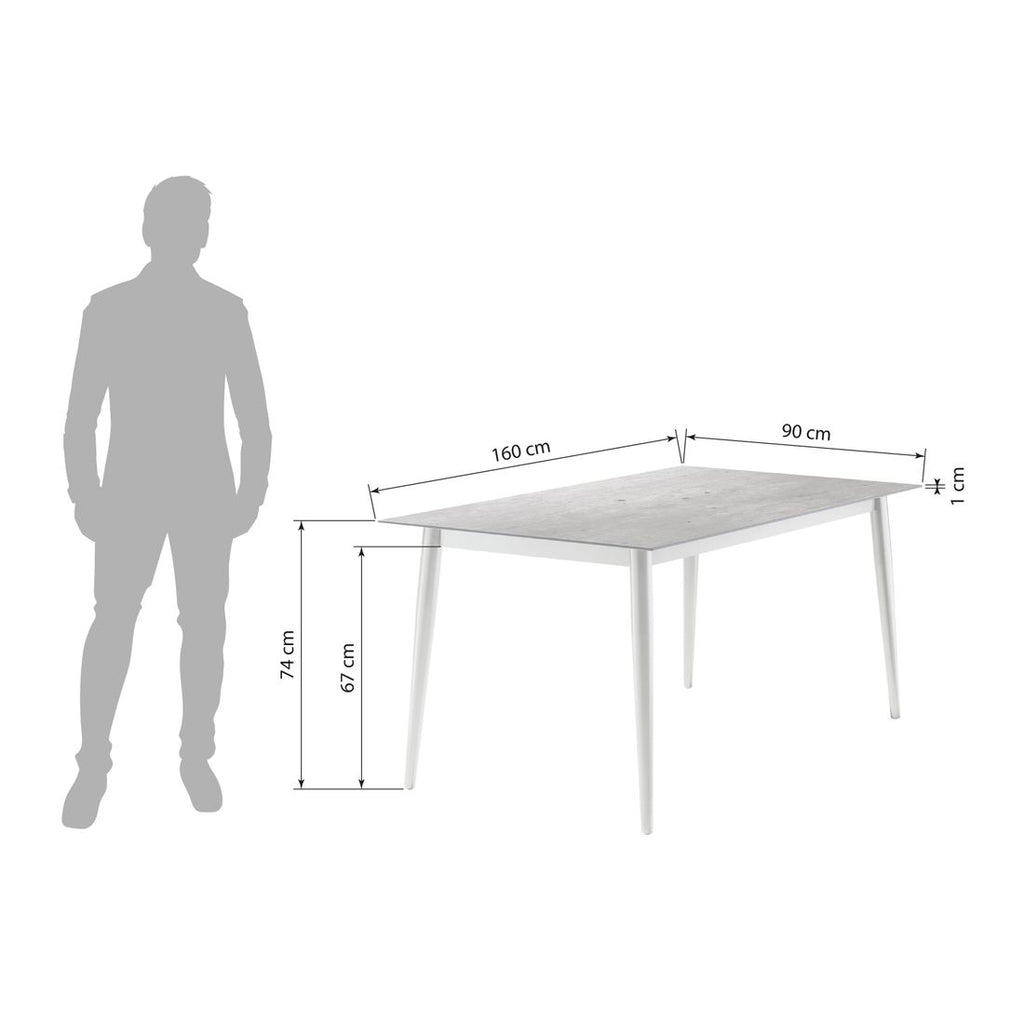Hagebord aluminium HPL 160x90 cm jerngrå Sieger bakside
